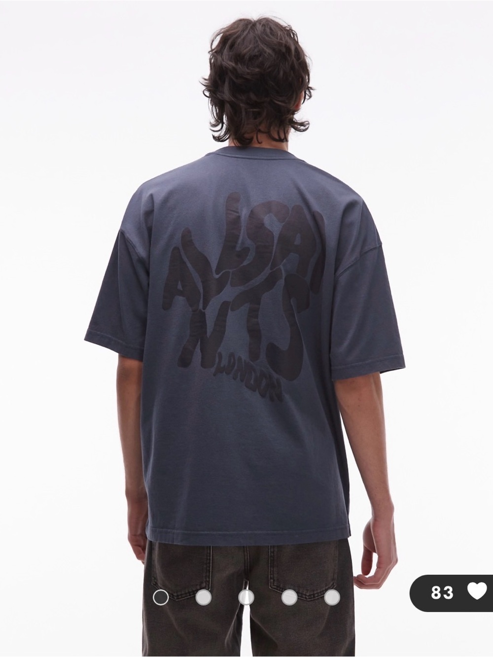All Saints Men's Dark Slate Graphic Back Tee